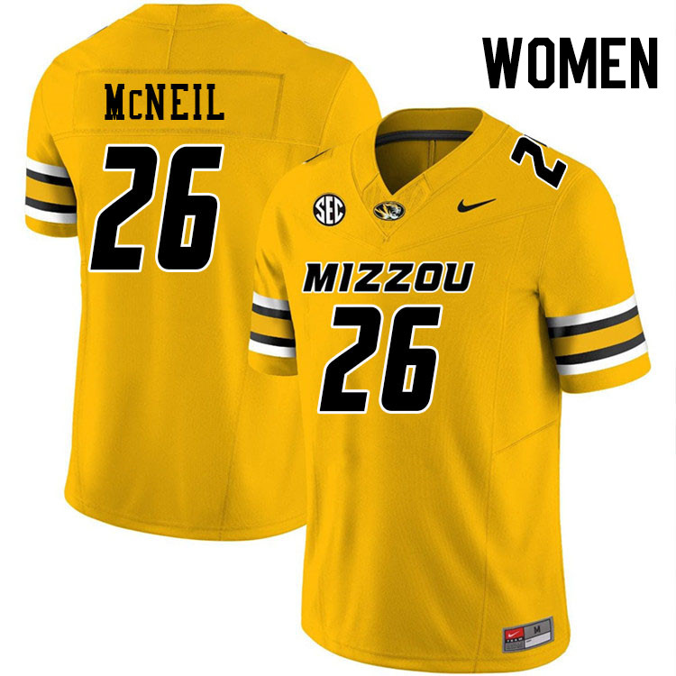 Women #26 Shamar McNeil Missouri Tigers College Football Jerseys Stitched-Gold